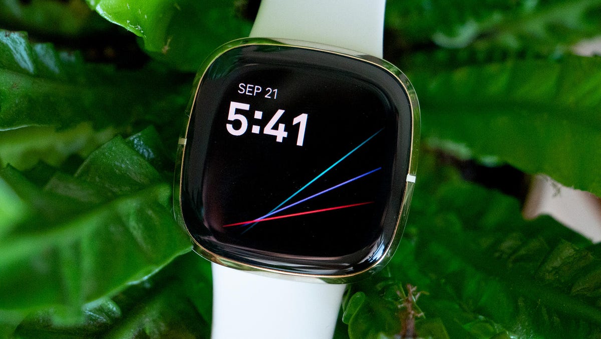 Fitbit Sense showing the time