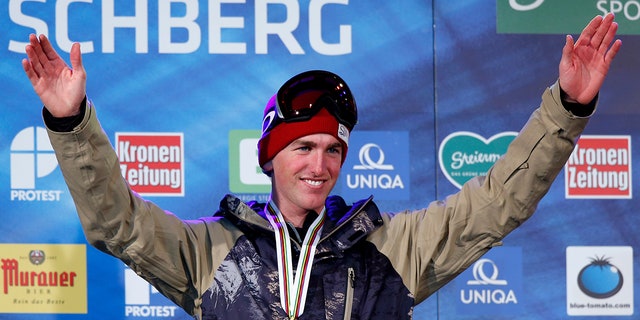 Kyle Smaine poses with the gold medal won in the Men's Ski Halfpipe Finals during the FIS Freestyle Ski and Snowboard World Championships 2015 on Jan. 22, 2015, in Kreischberg, Austria.