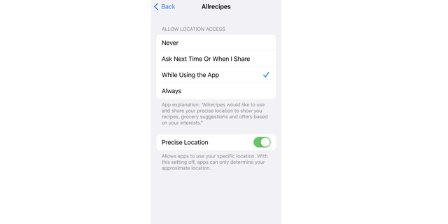You can toggle off "Precise Location" to protect your privacy.