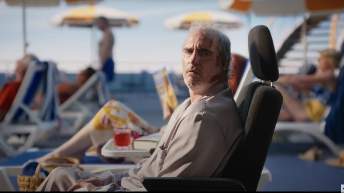 Joaquin Phoenix in the opening scene of Beau Is Afraid trailer.