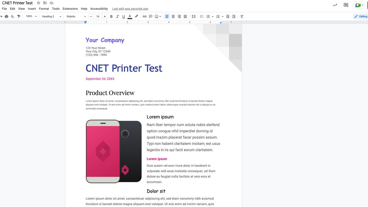 A screenshot of a brochure with a pink phone