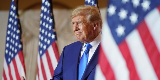 Former President Donald Trump speaks at Mar-a-lago on Election Day, Tuesday, Nov. 8, 2022, in Palm Beach, Florida.