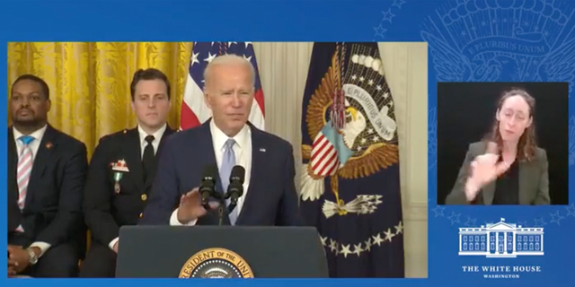 President Biden mentions "July the 6th" while commemorating the anniversary of the Jan. 6, 2021, Capitol riot.