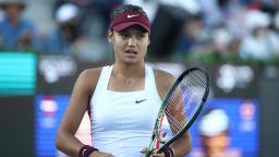 SEOUL, SOUTH KOREA - SEPTEMBER 24: Emma Raducanu of Great Britain reacts after a shot against Jelena Ostapenko of Latvia of the Hana Bank Korea Open Championships at the Olympic Park Tennis Court on September 24, 2022 in Seoul, South Korea. (Photo by Chung Sung-Jun/Getty Images)
