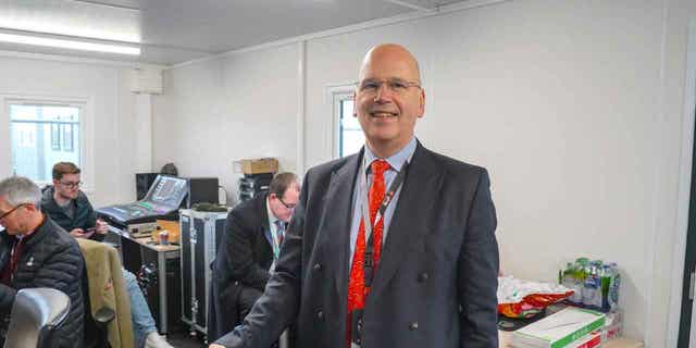 Ian Jones, CEO of Goonhilly Earth Station which is providing satellite tracking services to clients of Virgin Orbit's first UK launch, poses for a photographer at Newquay Airport on Jan, 9, 2023 in Newquay, England. Virgin Orbit is preparing to launch a satellite into space later in the day.