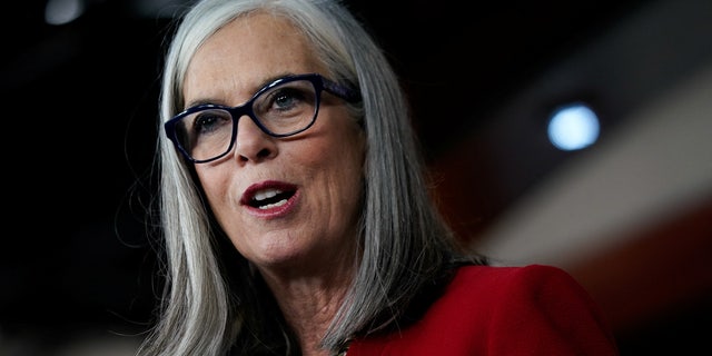 House Democratic Whip Katherine Clark (D-MA) speaks during a press conference on Capitol Hill in Washington, U.S., December 13, 2022. 