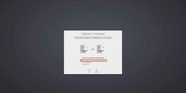 Screenshot showing you how to use the migrator assistant.