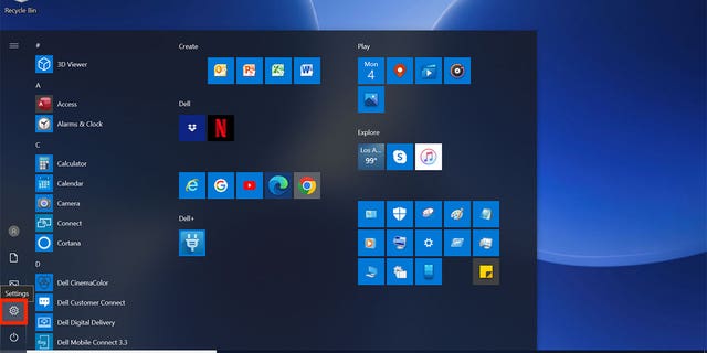 Screenshot instructing you to select settings.