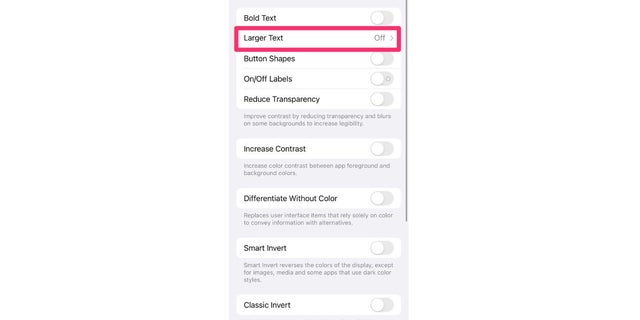This is the toggle for larger text on your iPhone.