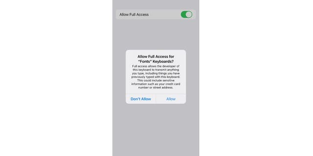 Tap "Allow" to give the Fonts app access.