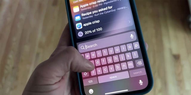 Instructions on how to search for content on an Apple device.