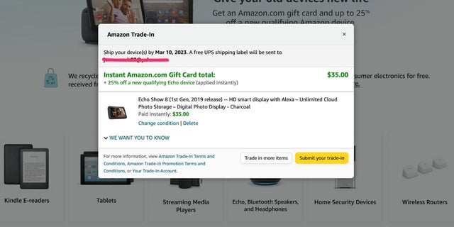Here's the final Amazon Trade-In page.