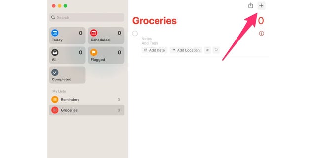 Plus Icon adds to your reminders list