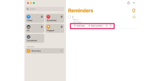 Add the date location to the Reminders app