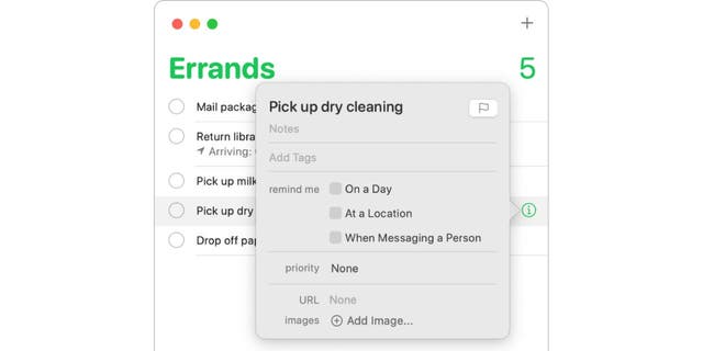 Set a reminder to run errands on the Reminder App