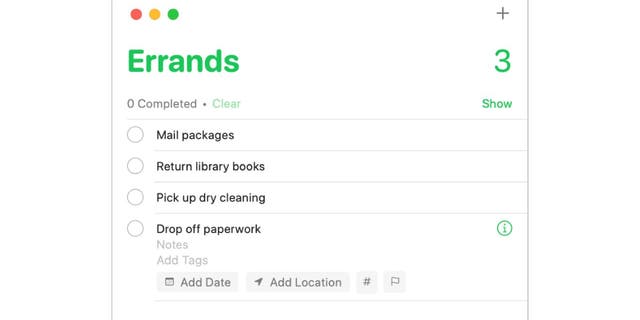 Running errands on the Reminder App in iPhone