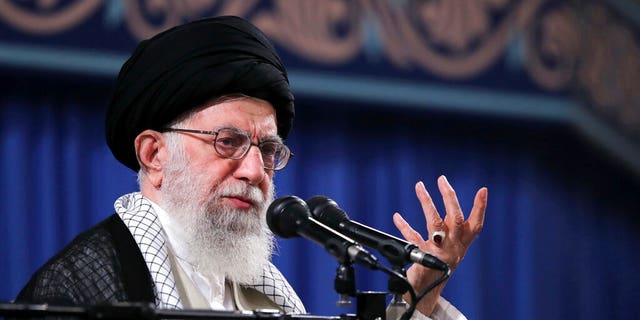 In this photo released on Wednesday, May 22, 2019 by the official website of the office of the Iranian supreme leader, Supreme Leader Ayatollah Ali Khamenei speaks to a group of students in Tehran, Iran. (Office of the Iranian Supreme Leader via AP)