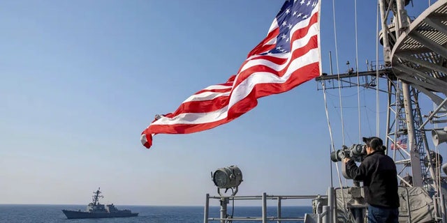 In this photo from the U.S. Navy, the Ticonderoga-class guided-missile cruiser USS Leyte Gulf sails with the Arleigh Burke-class guided-missile destroyer USS Truxtun as part of the Juniper Oak exercise with Israel in the Mediterranean Sea, Tuesday, Jan. 24, 2023.