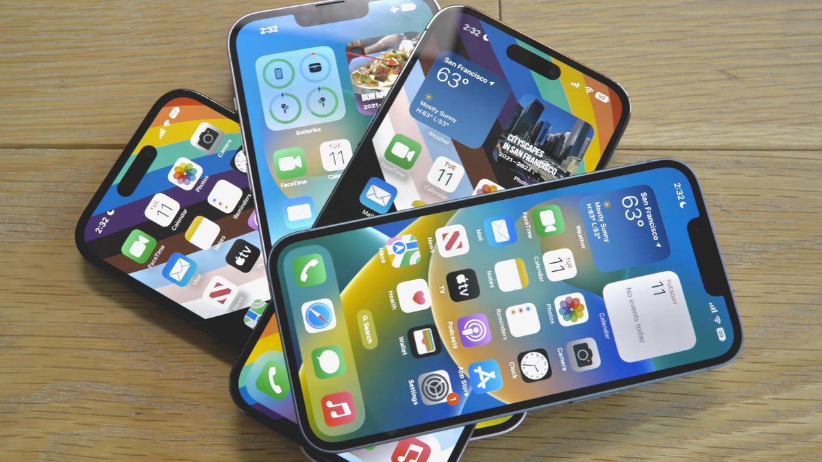 All four iPhones fanned out