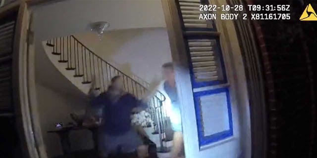 Screen grab from body cam video following the alleged assault on Paul Pelosi by David De Pape in San Francisco on October 28, 2022. 