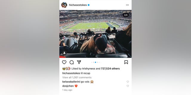 Stokes shared the photo as part of an Instagram slideshow on Wednesday.