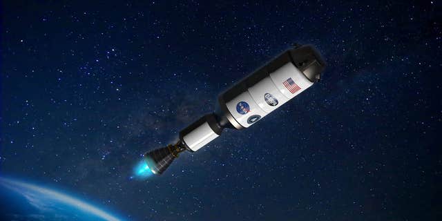 Artist concept of Demonstration for Rocket to Agile Cislunar Operations (DRACO) spacecraft, which will demonstrate a nuclear thermal rocket engine. Nuclear thermal propulsion technology could be used for future NASA crewed missions to Mars.