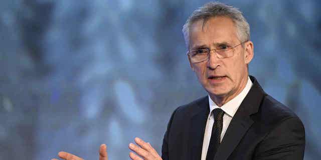 NATO Secretary General Jens Stoltenberg speaks at a conference in Salen, Sweden, on Jan. 8, 2023. Stoltenberg said on Jan. 9, 2023, that Sweden deserved to join NATO.