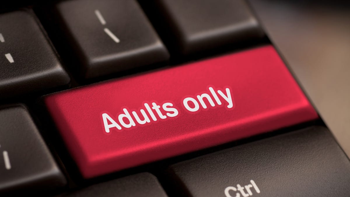 An adults only button on a keyboard