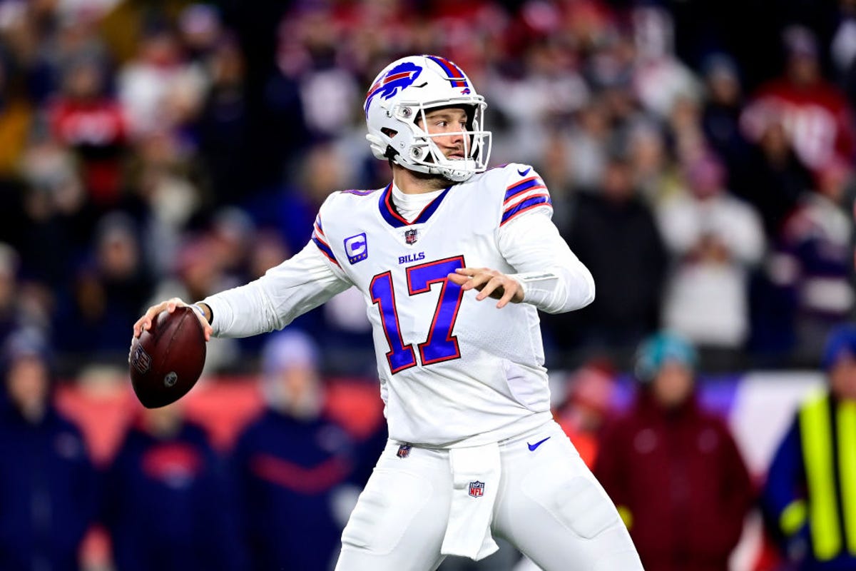 Josh Allen of the Buffalo Bills preparing to throw a pass.