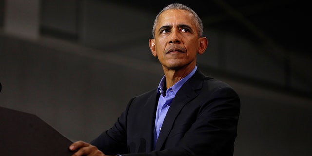 Former President Barack Obama speaks at a rally to support Michigan democratic candidates at Detroit Cass Tech High School on October 26, 2018 in Detroit, Michigan.