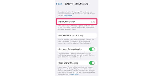 If your iPhone's "Maximum Capacity" percentage is below 80%, it's time to get a new battery.