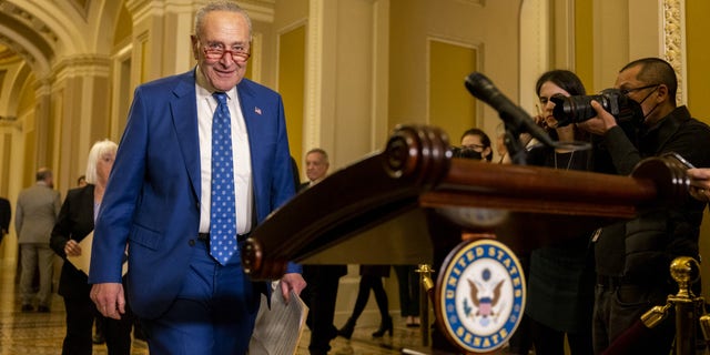 Sen. Chuck Schumer, seen here on Nov. 15, is praising Peters for his work in the 2022 midterm elections.