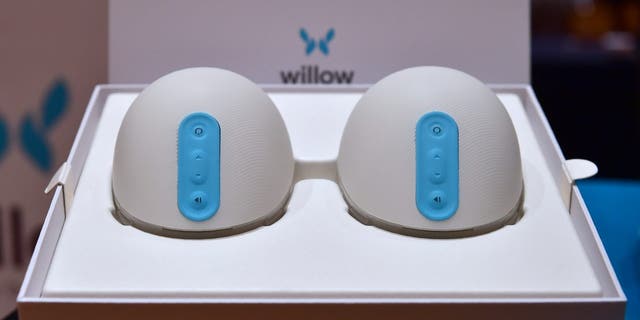 The smart breast pump from Willow is displayed during the Consumer Electronic Show (CES) in Las Vegas, Jan. 5, 2017.