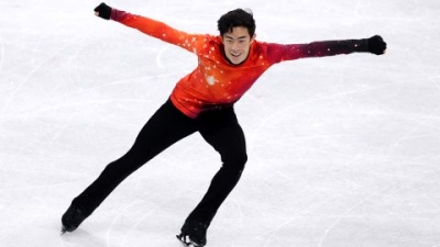 Nathan Chen skates during the Men's Free Skating program at Beijing 2022 on February 10, 2022.