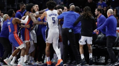 The bench-clearing brawl saw three players ejected.
