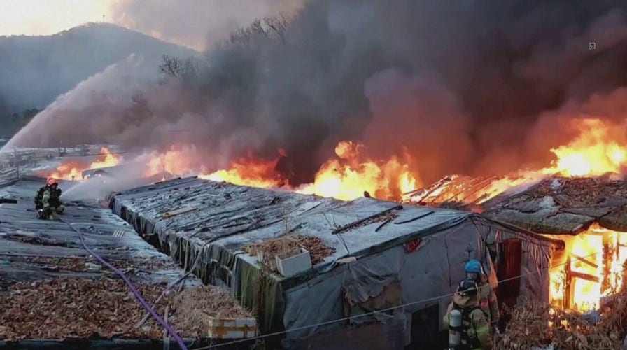 Video shows fire ripping through South Korea shanty town, forcing evacuations