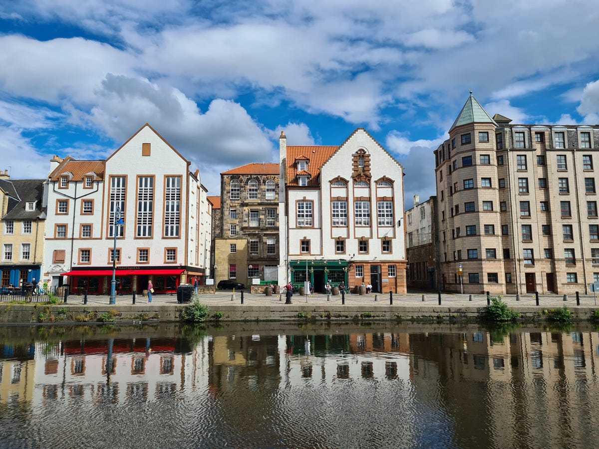 Buildings by a river