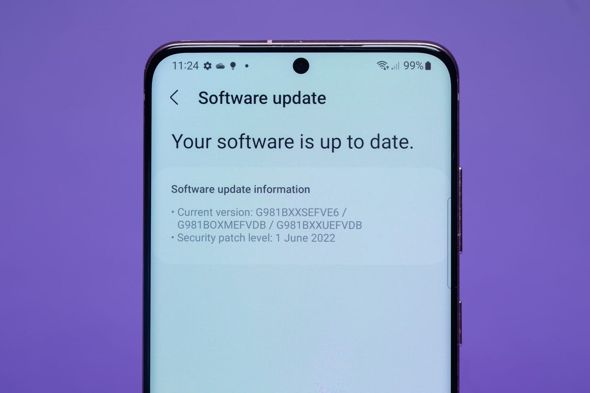 Software screen on Galaxy S20
