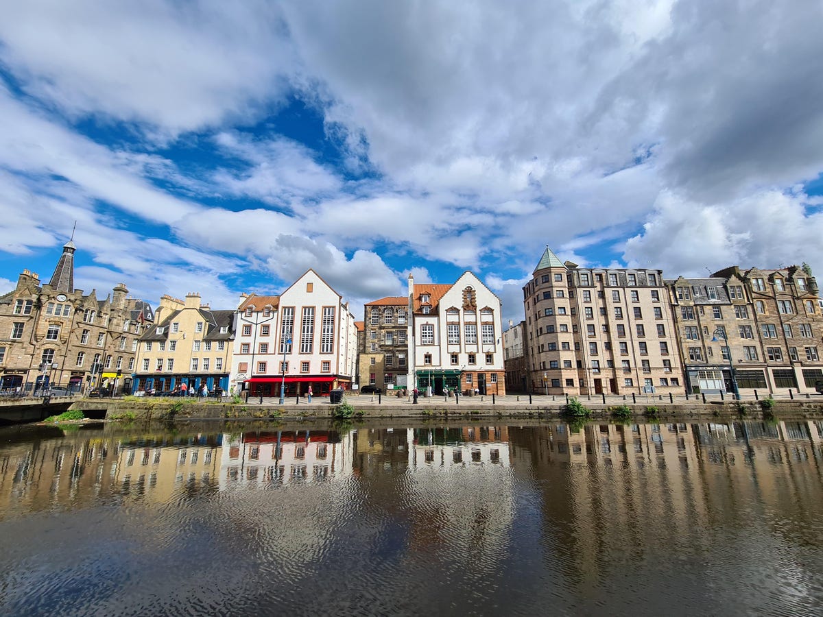 Buildings by a river