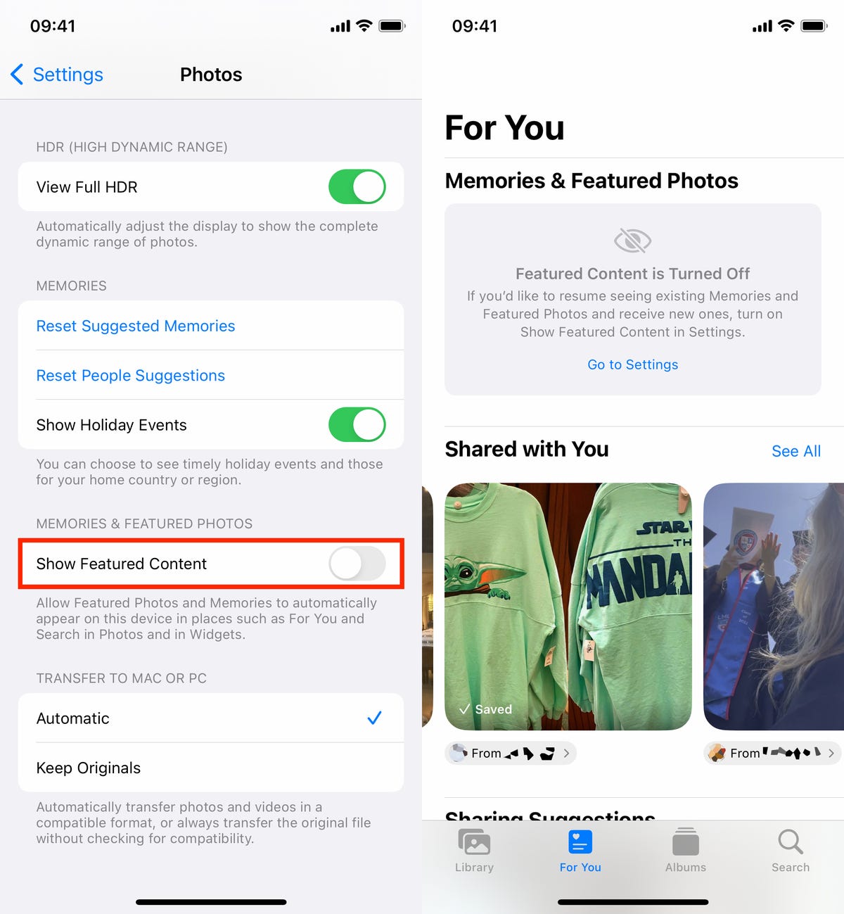 Featured Content disabled on iPhone