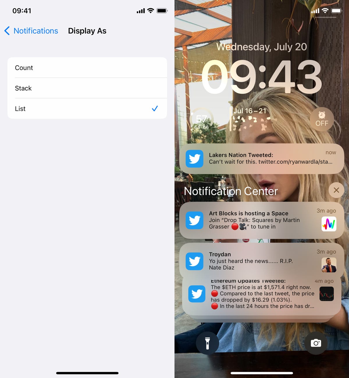 Notifications on the lock screen