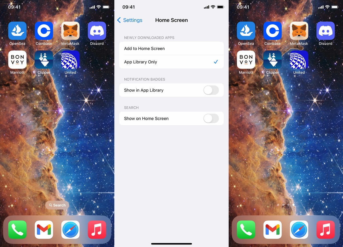 Search button on home screen of iPhone
