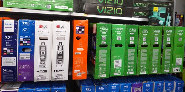 Televisions are offered for sale at a big-box store on Feb. 8, 2022, in Chicago.