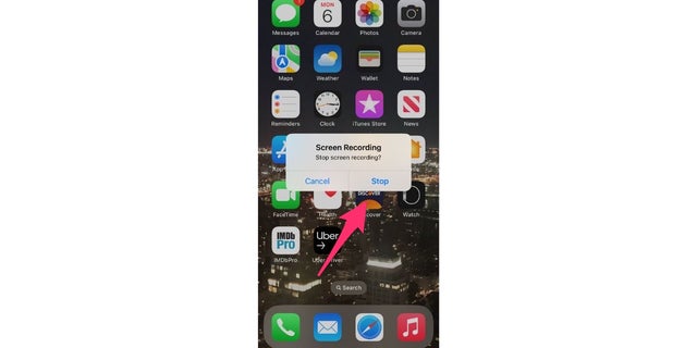 Tap "Stop" to finish the screen recording.