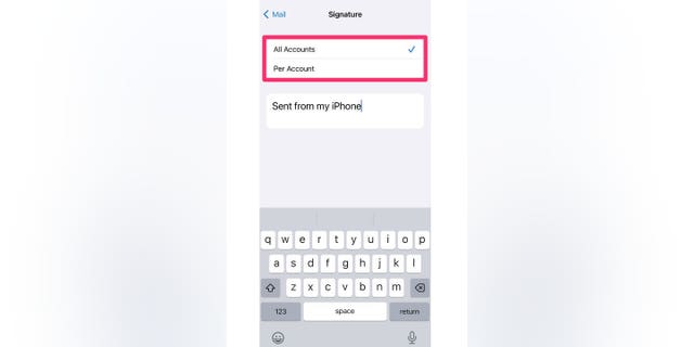 Instructions on how to select "All Accounts" in case you use more than one email address in your Mail app.