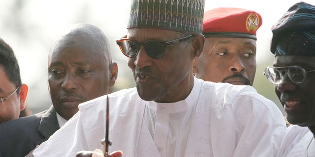 Nigeria's President Muhammadu Buhari is seen in Lagos, Nigeria, on Jan. 23, 2023. Buhari said the country’s redesigned currency would bolster the upcoming presidential election. 