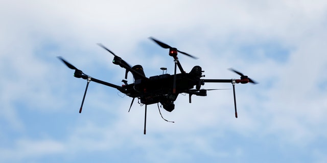 An Airspace Systems Interceptor autonomous aerial drone flies during a product demonstration in Castro Valley, California March 6, 2017.