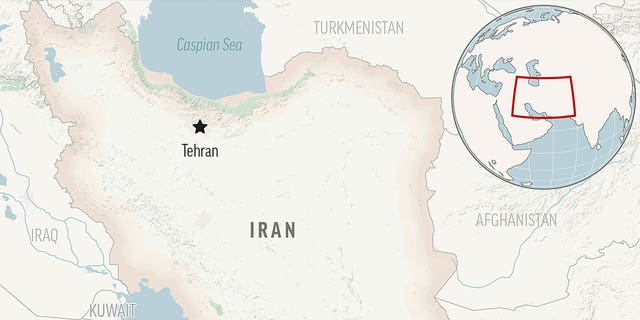 This map shows Iran with its capital, Tehran.