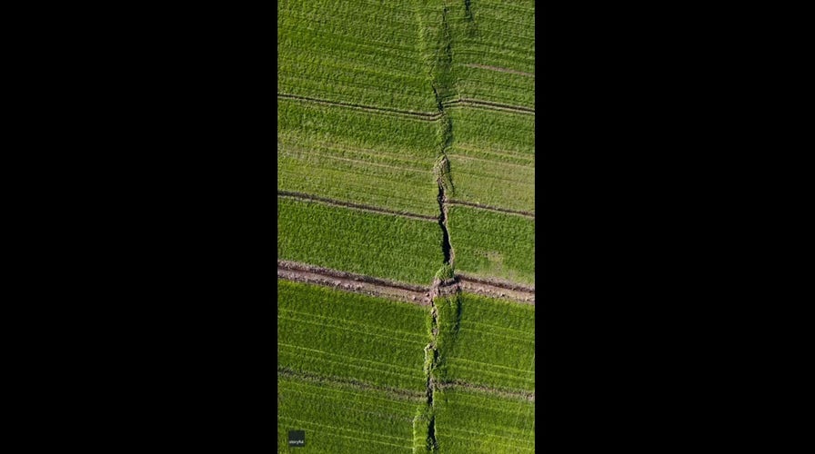 Surface ruptures along a fault line two days after deadly earthquakes