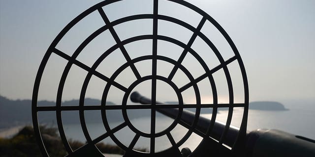 An antiquated 40mm anti-air gun points towards the sea from the observation deck on Beigan, part of Matsu Islands, Taiwan, on March 5, 2023. Just 10 kilometers away from mainland China, Matsu became a frontline of defense for the those who had retreated to Taiwan in 1949.